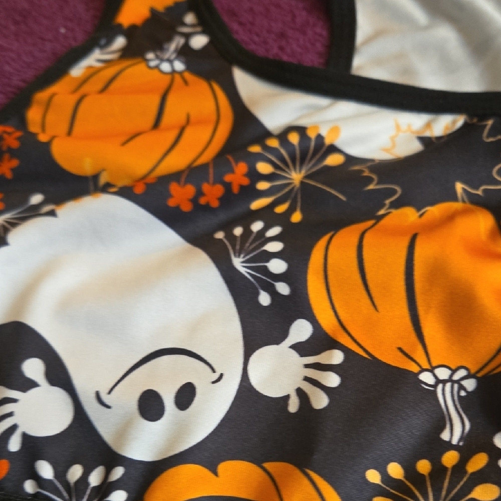 Halloween Themed Women's Sports Bra - Black and Orange - Picture 3 of 6